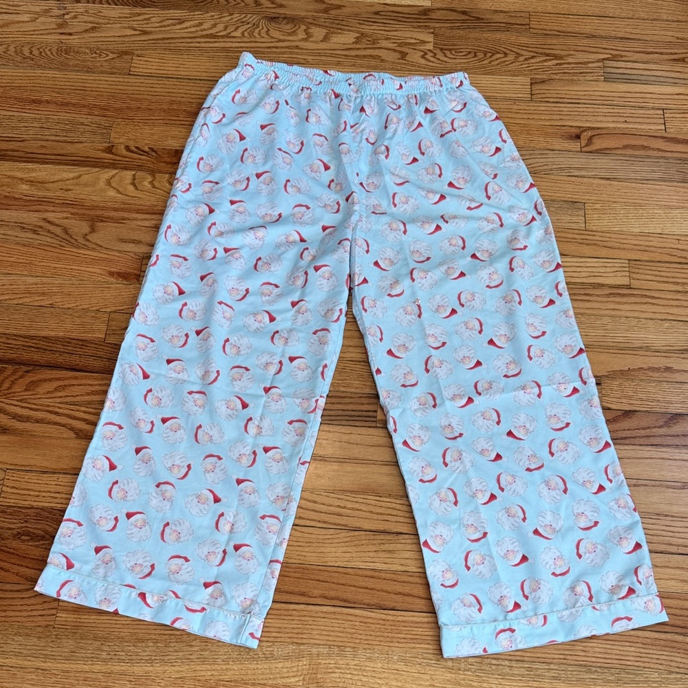 Adult size large unisex  Santa Print Pajama Pants - Red and White and blue